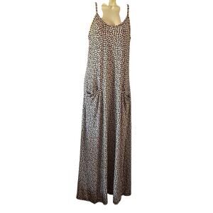 Ink + Ivy Cheetah Print Knit Nightgown Loungewear Woman Size Small Maxi Pockets